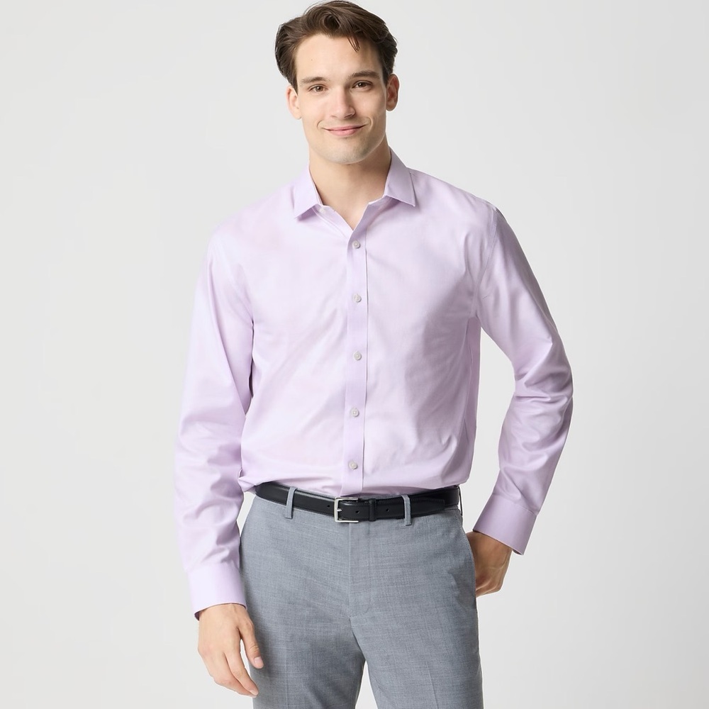 J.Crew Wrinkle-free dobby dress shirt Lilac Purple Mens Size XL NWT Office Work
